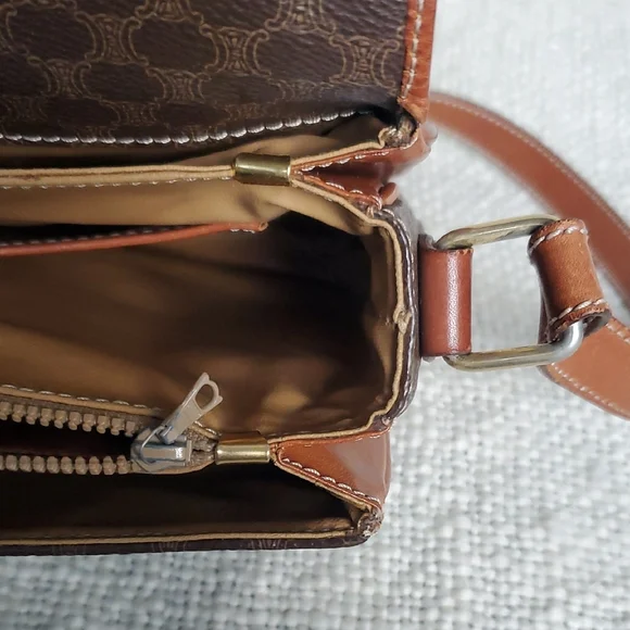 CELINE Brown Macadam Flap Crossbody Bag - Picture 13 of 17